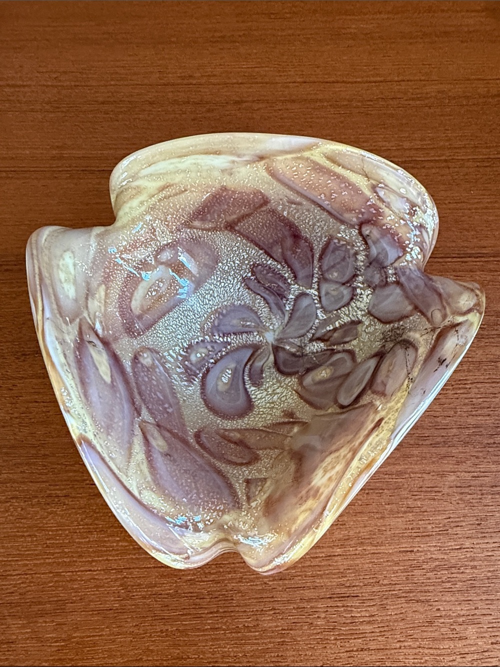 Murano hand-blown art glass pinched catchall dish